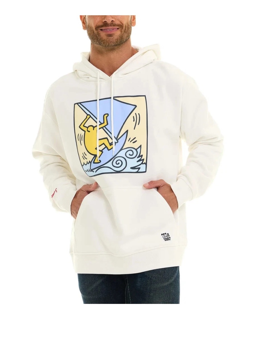 Keith Haring Men's Graphic Hoodie Art Fleece Pullover S M L XL XXL New ivory